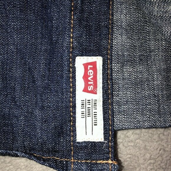 LEVIS Youth Western Dark Wash Denim Pearl Snap Long Sleeve Shirt Size M - Picture 9 of 11